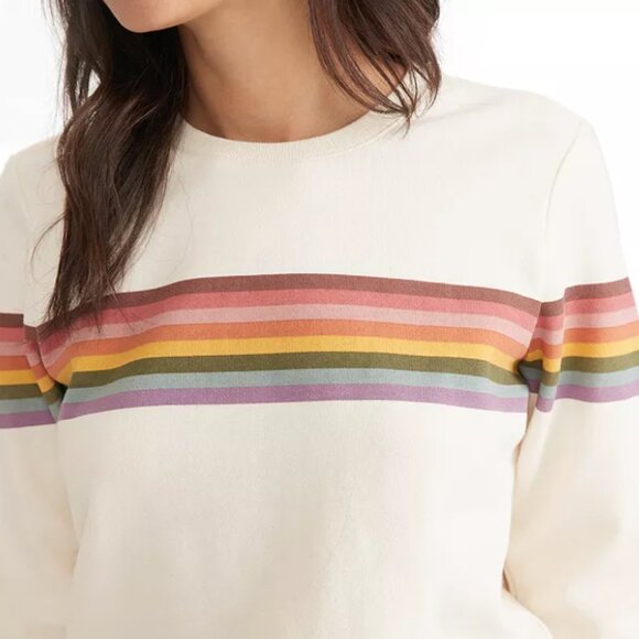Marine Layer Anytime Sweatshirt - White & Rainbow - Picture 1 of 4